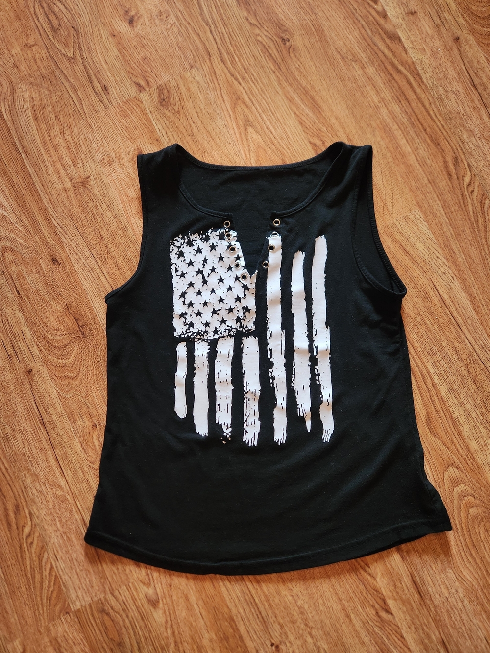 Black USA American Flag Graphic Tank Top